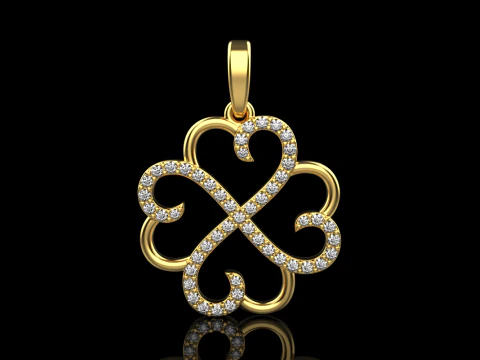 Heart clover pendant model 819 3D Print Model