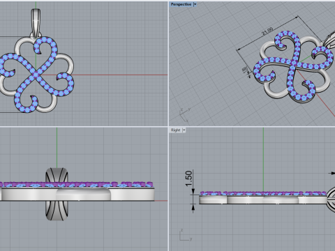 Heart clover pendant model 819 3D printmodel