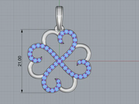 Heart clover pendant model 819 3D Print Model
