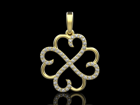Heart clover pendant model 819 3D printmodel