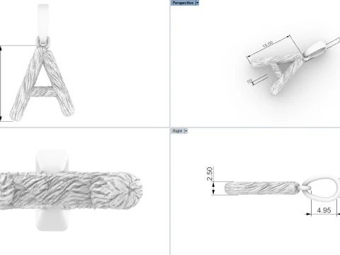 Initial letter A pendant model 816 3D Print Model