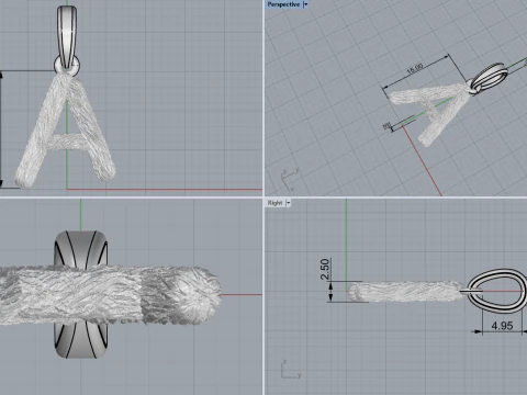 Initial letter A pendant model 816 3D Print Model