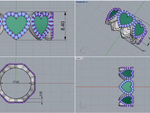 Enamel heart ring model 814 3D Print Model