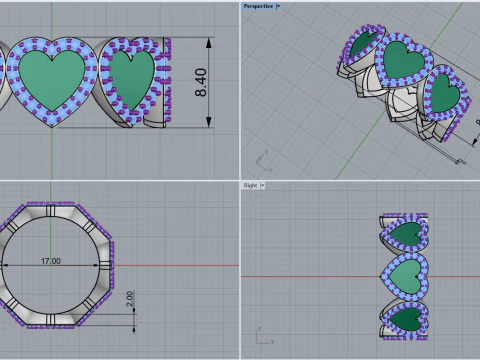 Enamel heart ring model 814 3D Print Model