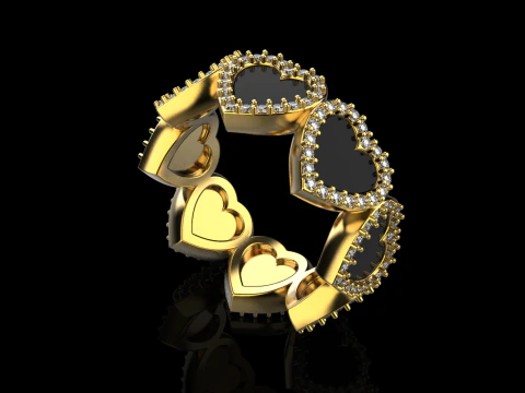 Enamel heart ring model 814 3D Print Model
