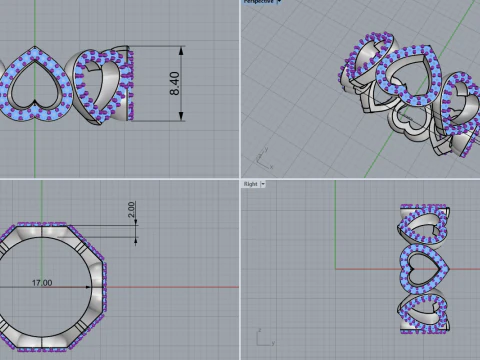 Heart ring model 812 3D Print Model