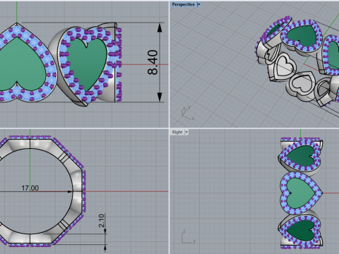 Heart ring model 811 3D Print Model