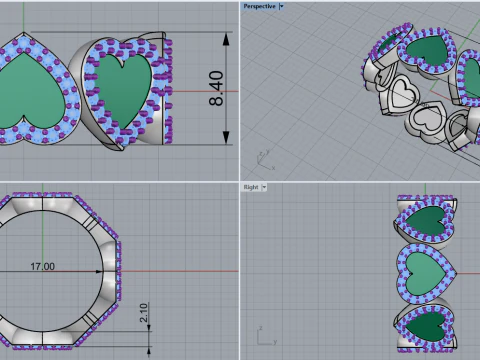 Heart ring model 811 3D Print Model