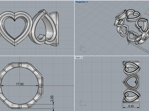 Heart ring model 810 3D Print Model