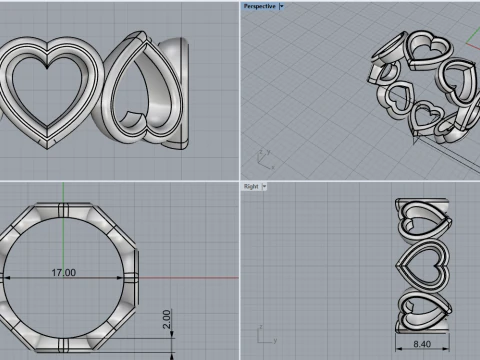 Heart ring model 810 3D Print Model