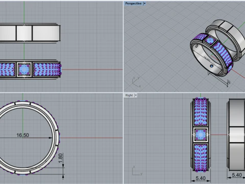 Wedding ring model 809 3D Print Model