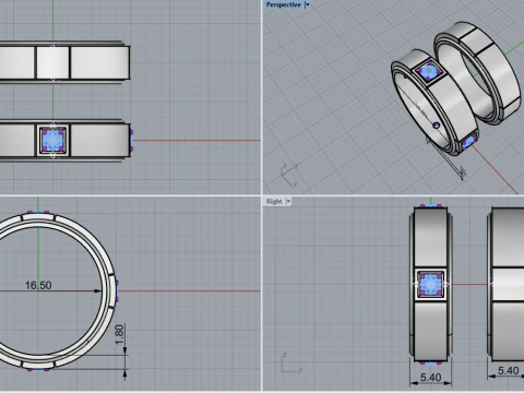 Wedding rings model 807 3D Print Model