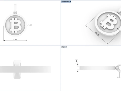 Bitcoin pendant model 804 3D Print Model