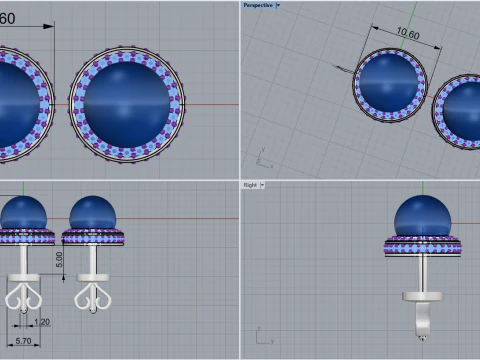 Pearl earring model 800 3D Print Model