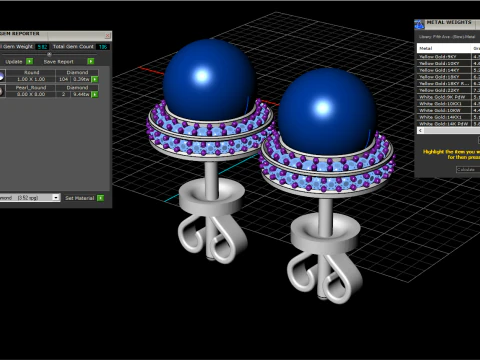 Pearl earring model 800 3D Print Model