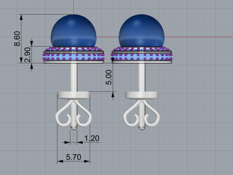 珍珠耳环型号800 3D 打印模型