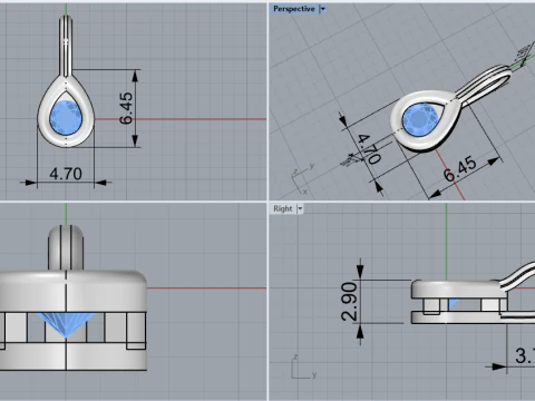 Pear shape pendant model 791 3D Print Model
