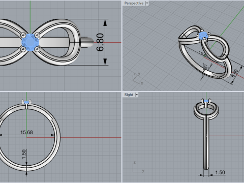 Infinity sign ring model 790 3D Print Model