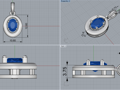 Oval pendant model 789 3D Print Model