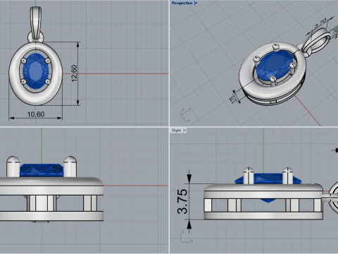 Oval pendant model 789 3D Print Model