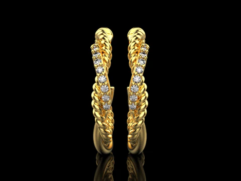 Anting tali kancing model 785 Model Cetak 3D