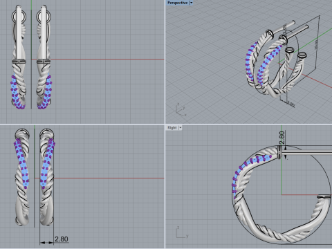 Stud rope earring model 785 3D Print Model