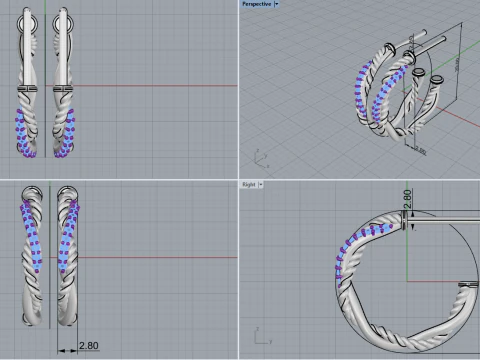 Stud rope earring model 785 3D Print Model