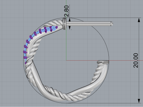 Stud rope earring model 785 3D Print Model