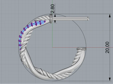 Stud rope earring model 785 3D Print Model