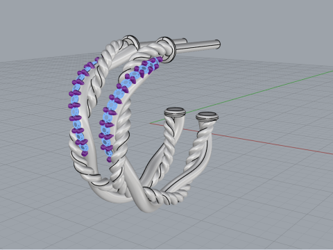 Stud rope earring model 785 3D Print Model