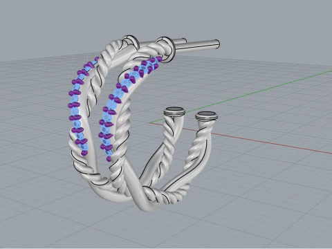 Stud rope earring model 785 3D Print Model