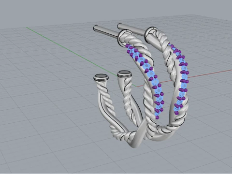 Stud rope earring model 785 3D Print Model