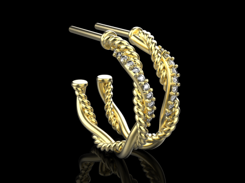 Stud rope earring model 785 3D Print Model