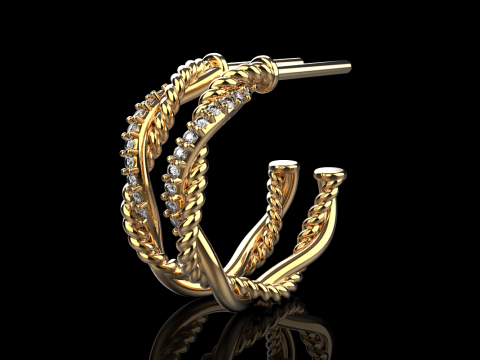 Stud rope earring model 785 3D Print Model