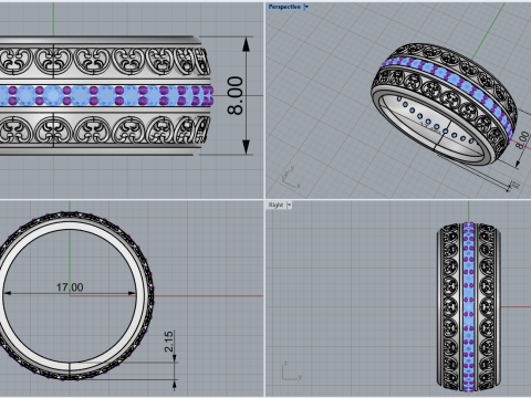 Cincin kawin model 784 Model Cetak 3D