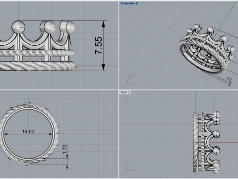 Crown ring model 783 3D Print Model