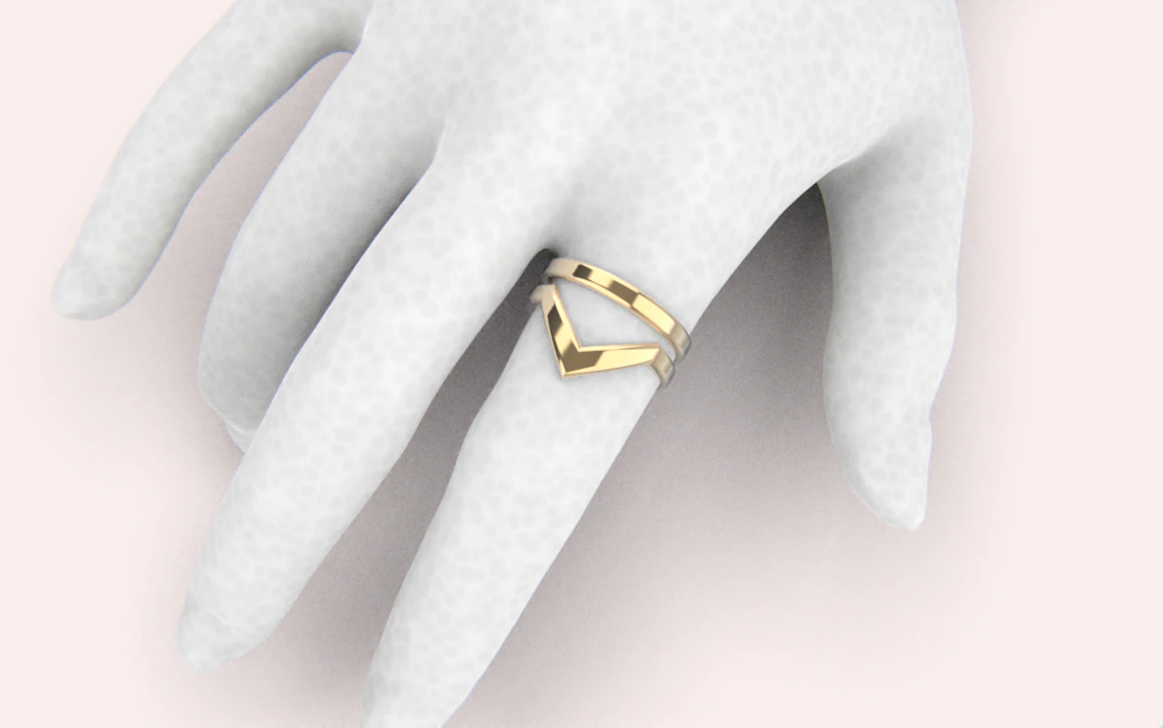 V shape ring and band model 782 3D Print Model .c4d .max .obj .3ds .fbx .stl .blend