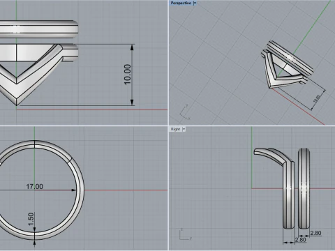 V shape ring and band model 782 3D Print Model