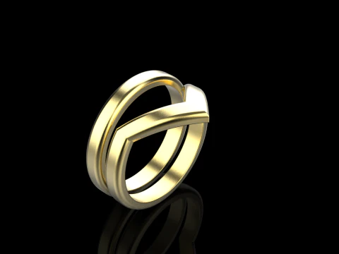 V shape ring and band model 782 3D Print Model