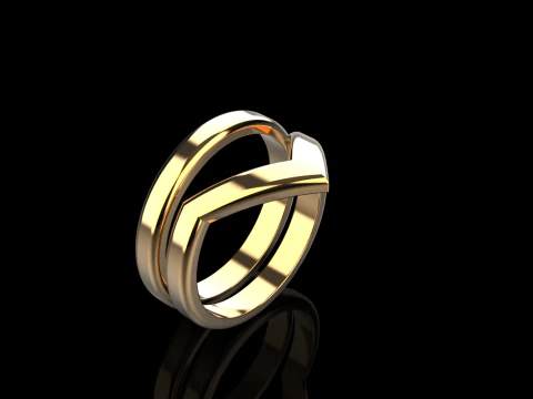 V shape ring and band model 782 3D Print Model