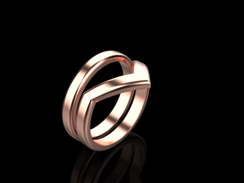 V shape ring and band model 782 3D Print Model