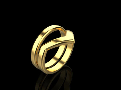 V shape ring and band model 782 3D Print Model