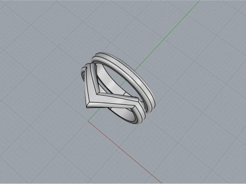 V shape ring and band model 782 3D Print Model