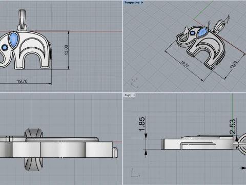 Elephant pendant model 780 3D Print Model