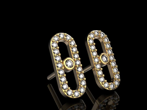 Boucle d'oreille ovale mod&egrave;le 776 Modèles 3D en vedette