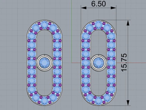 Oval earring model 776 3D Print Model