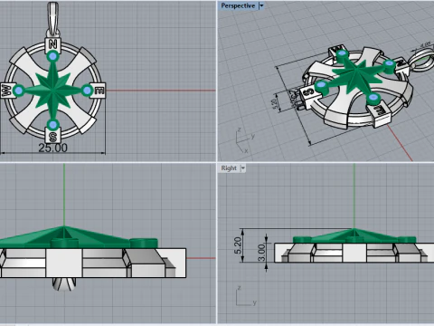 Compass pendant model 774 3D Print Model