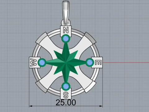 Compass pendant model 774 3D Print Model