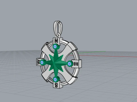 Compass pendant model 774 3D Print Model