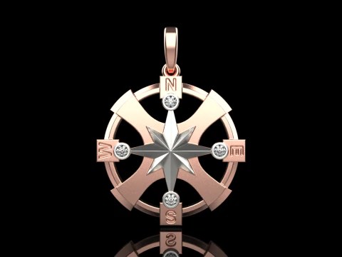 Compass pendant model 774 3D Print Model